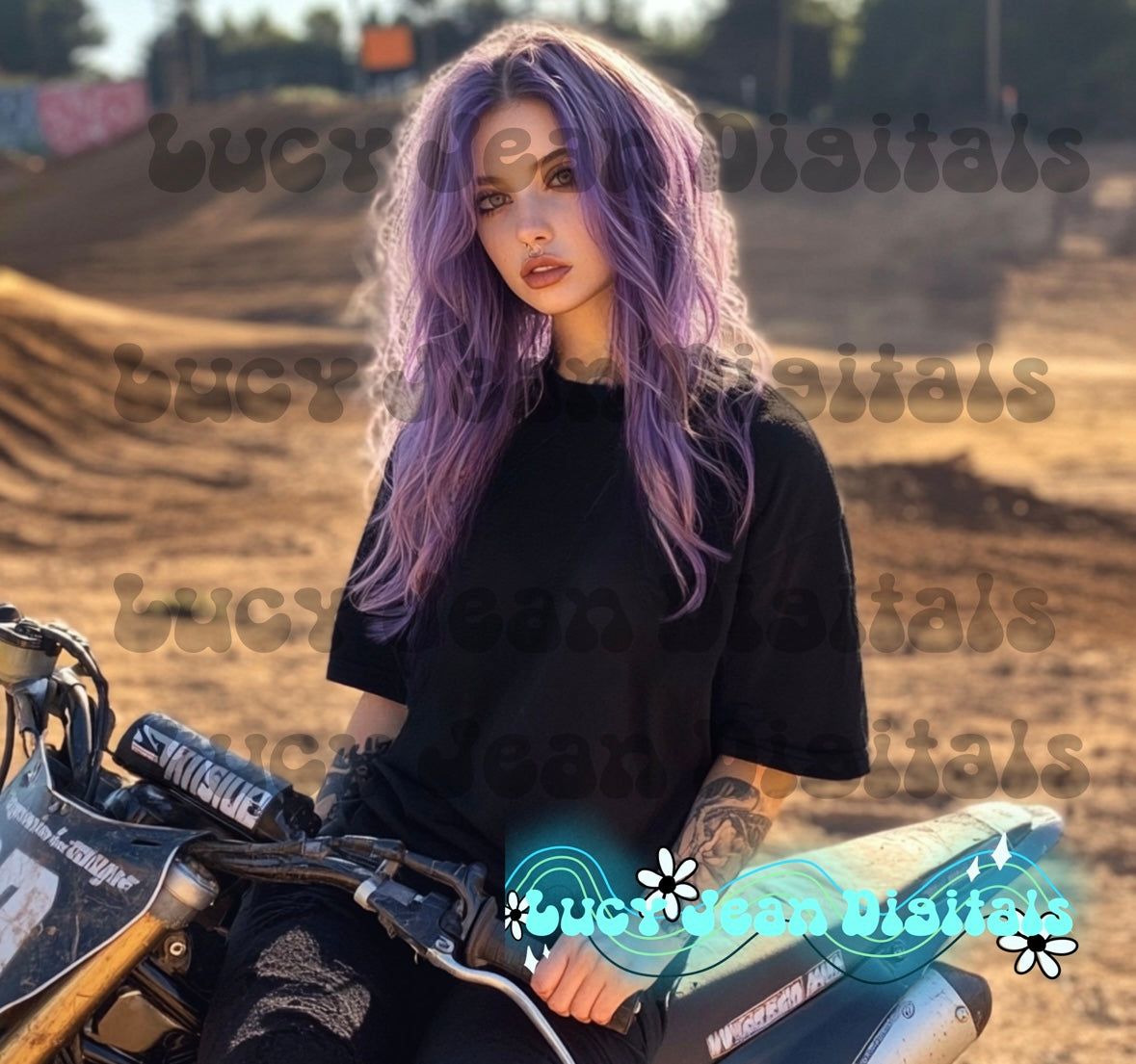 Purple girl moto modeled Mock up