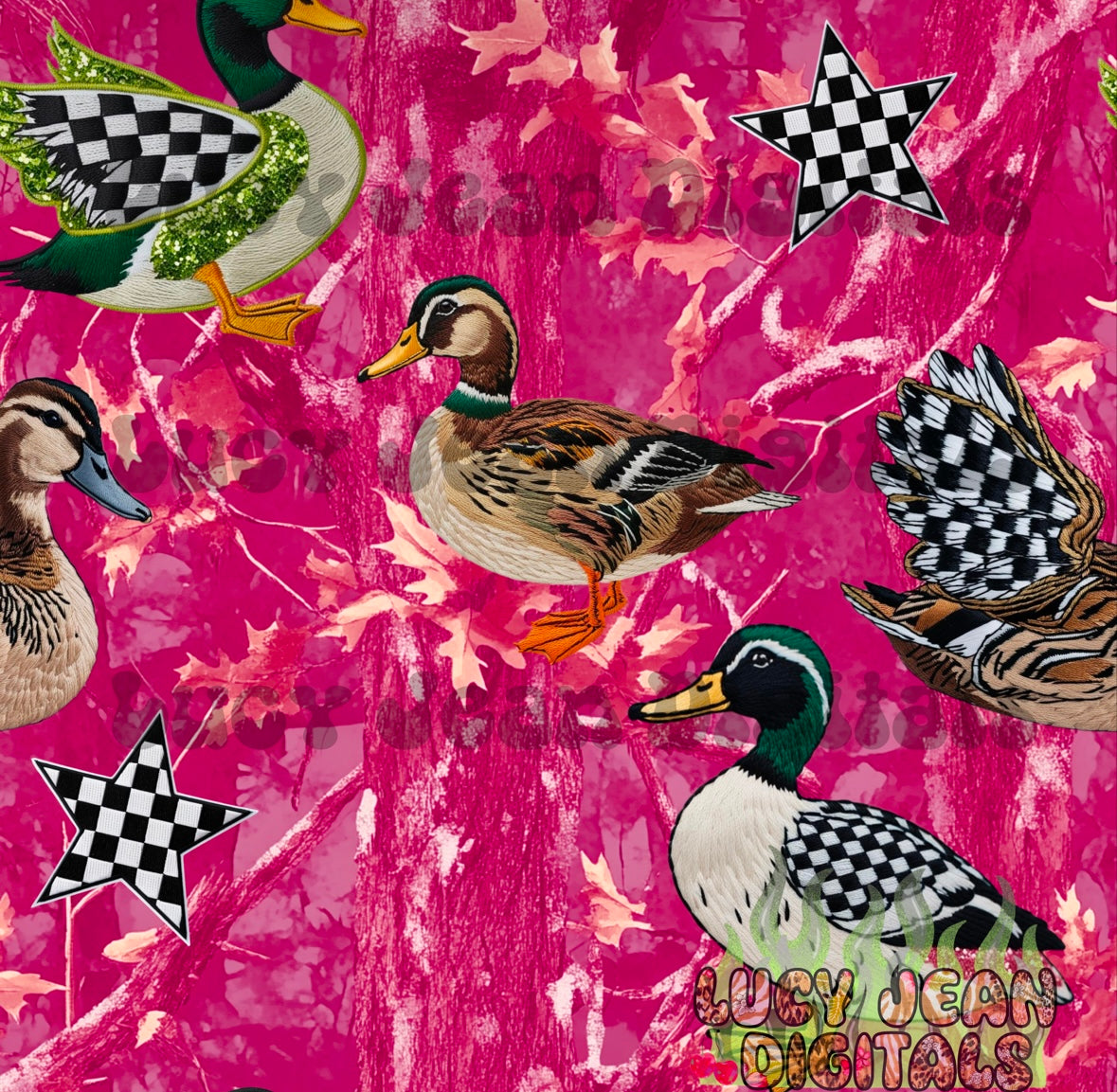 Checkered hot pink camo mallards Seamless File