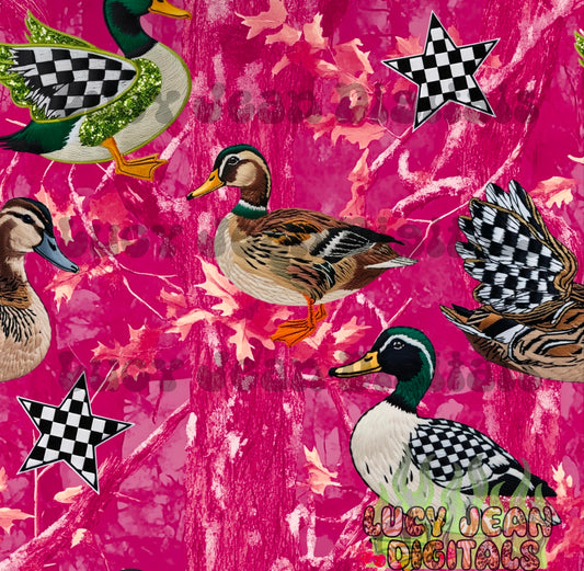 Checkered hot pink camo mallards Seamless File