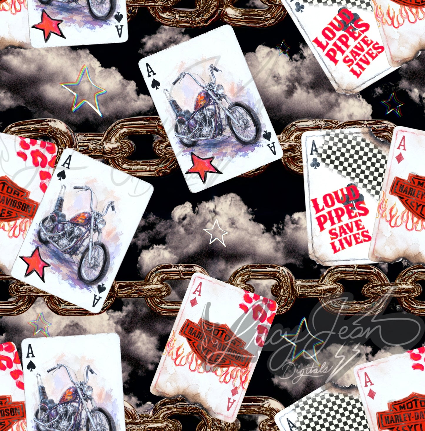 HD motorcycle painted playing cards Seamless File- 2026