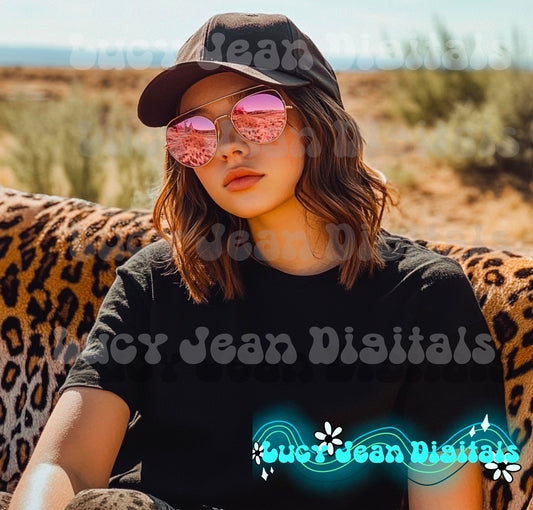 Brown wavy hair girl leopard modeled Mock up
