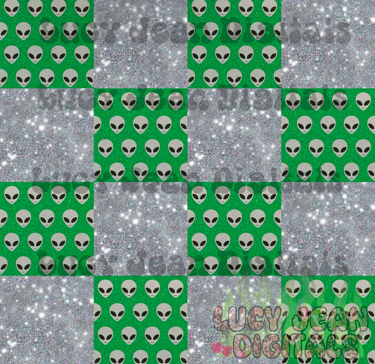 Alien glitter checkered Christmas Seamless File