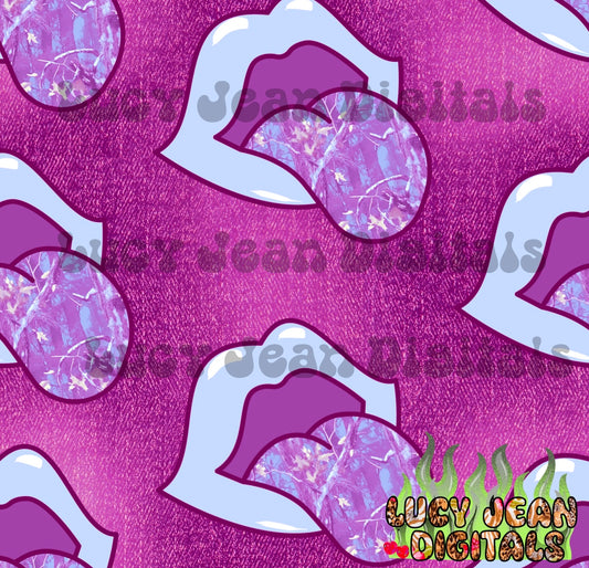 Purple Camo Lips Denim Seamless File