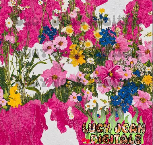 Wildflowers/pink cow hide Seamless File