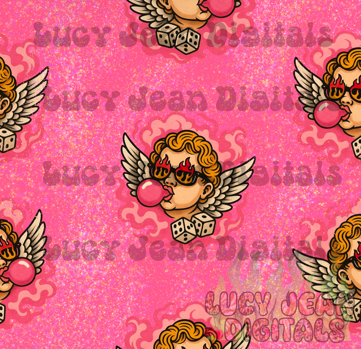 Glitter bubblegum Cupid seamless file