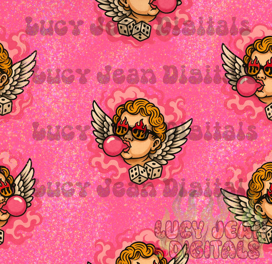 Glitter bubblegum Cupid seamless file