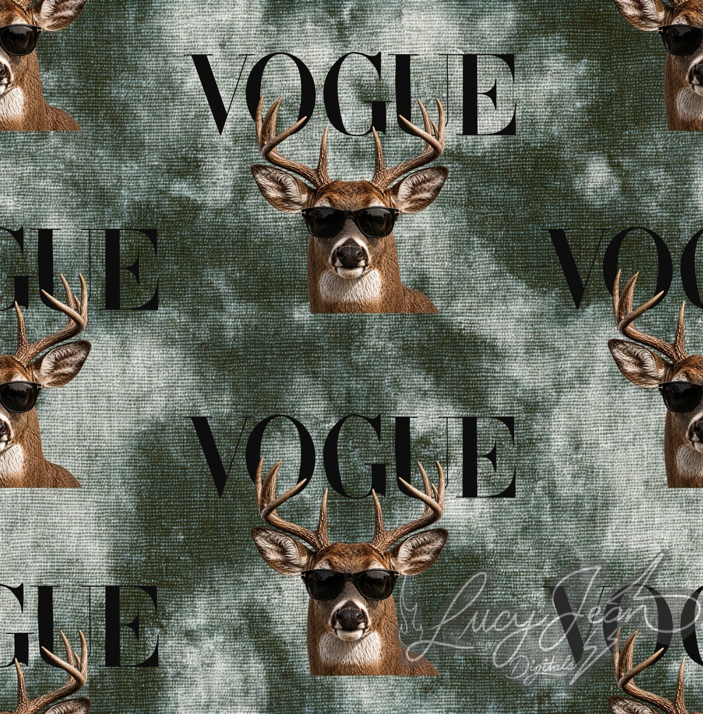 Green denim deer magazine seamless file-2026