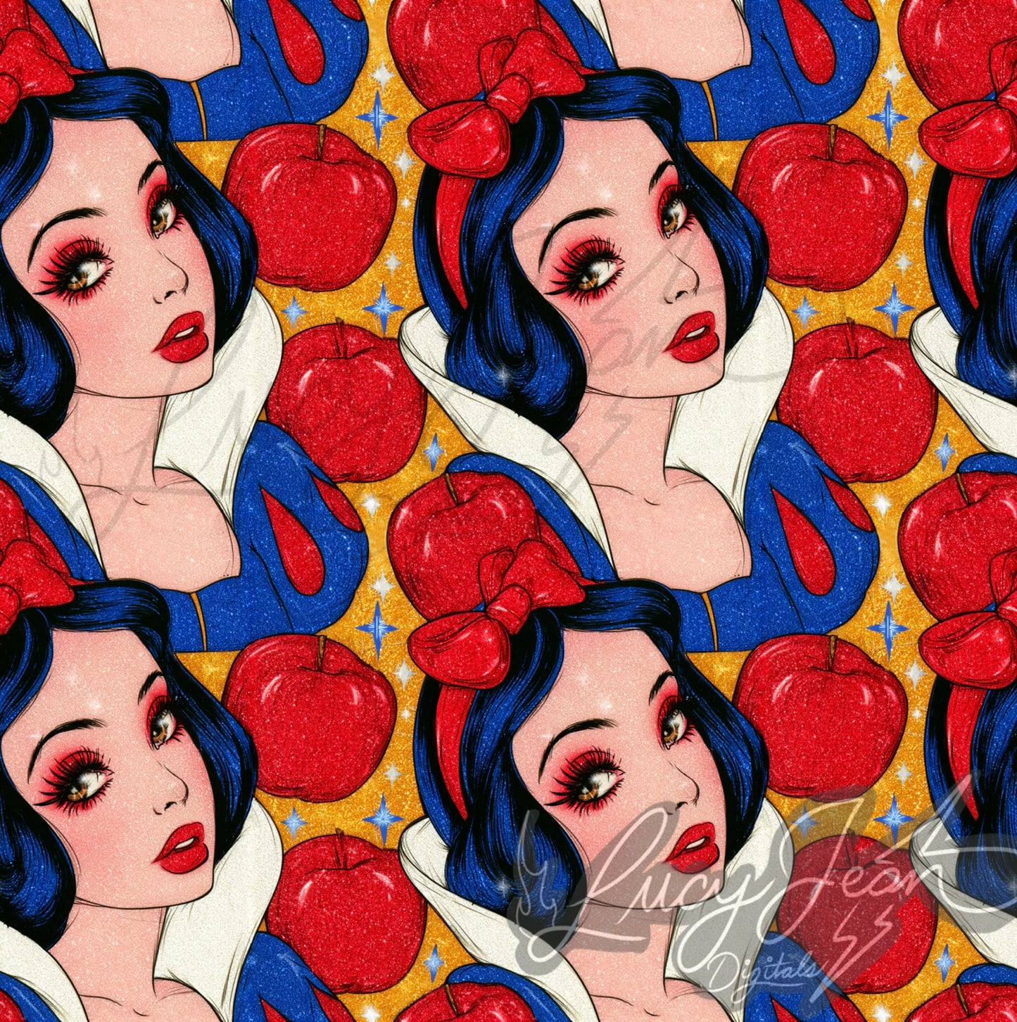 Apple Princess sparkle seamless file-2026