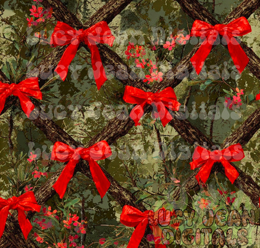 Christmas camo red bows Seamless File
