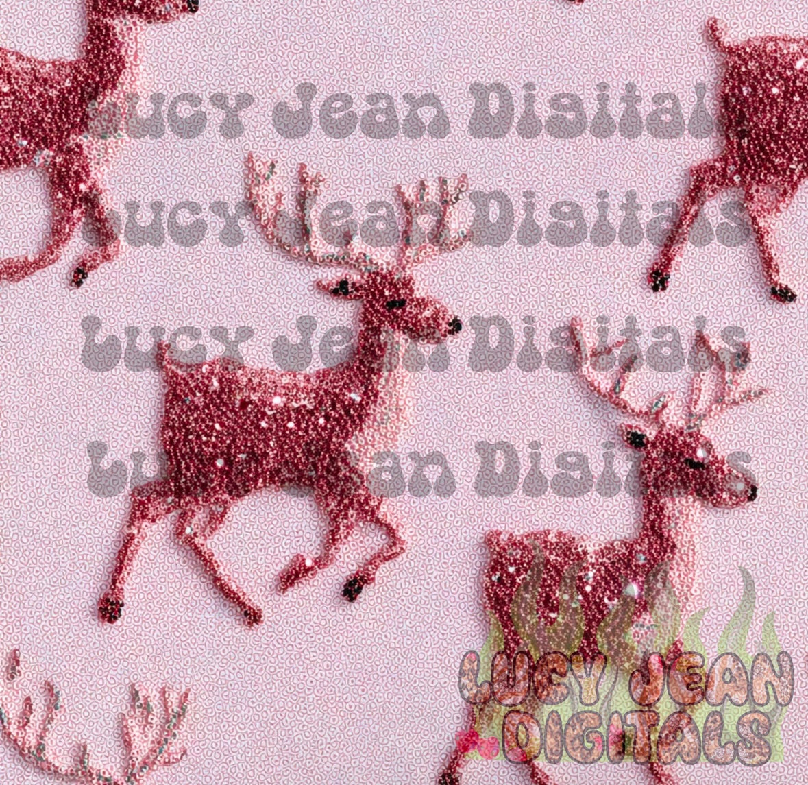Dark Pink glitter reindeer Seamless File