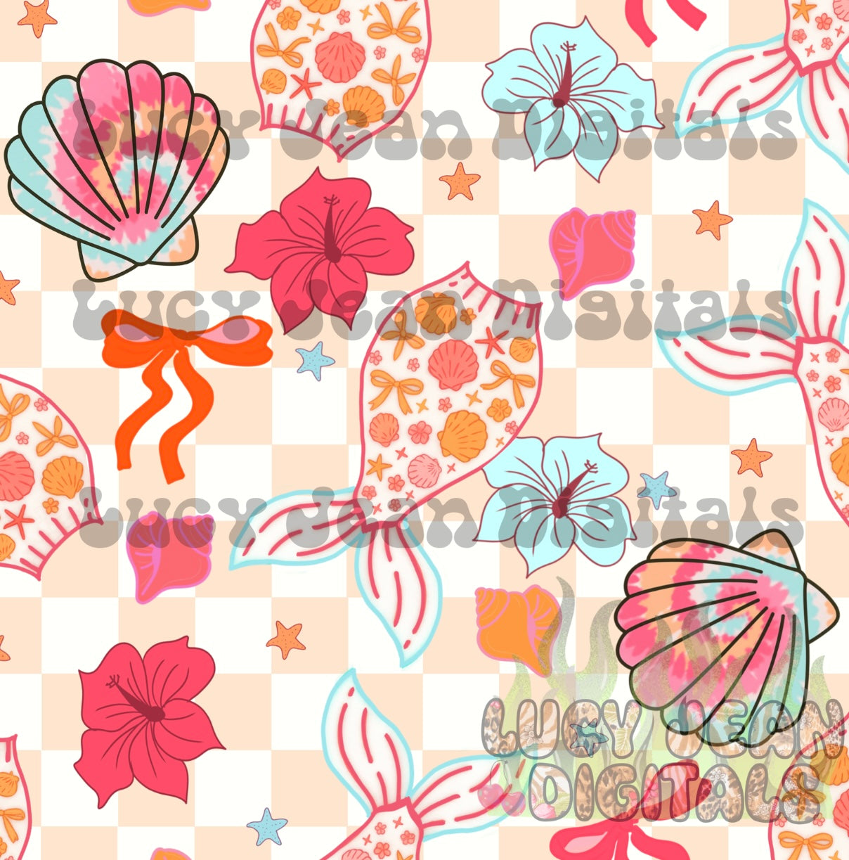 Mermaids and bows Seamless File