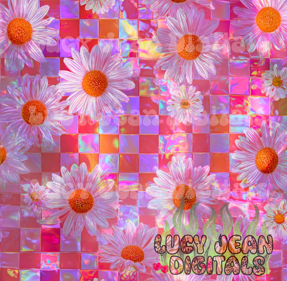 Holographic daisy checkered Seamless File