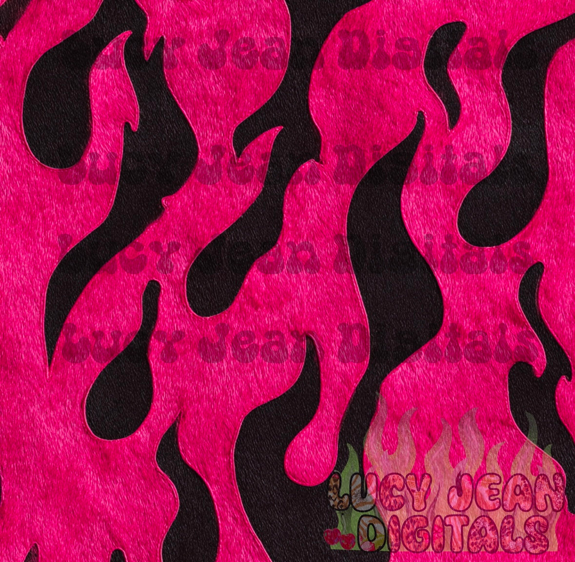 Pink Black Cow Hide Flames Seamless File