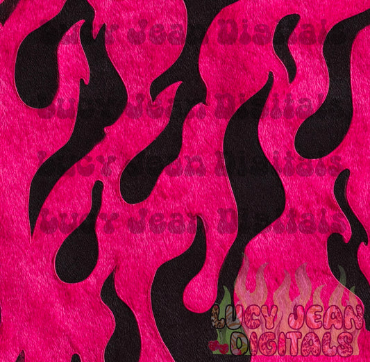 Pink Black Cow Hide Flames Seamless File