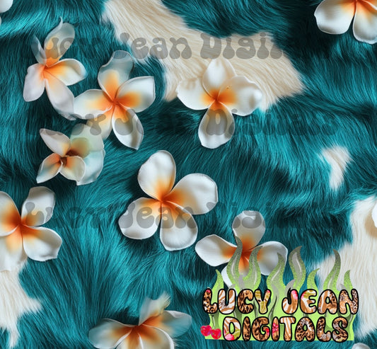 Summer Teal Cow hide Seamless File