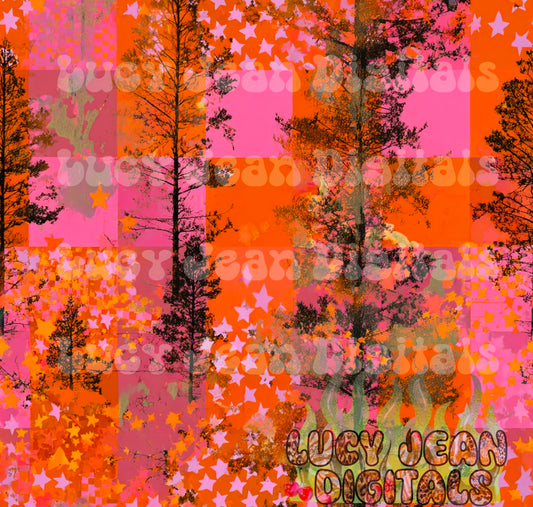 Pink orange woods and stars camo Seamless File