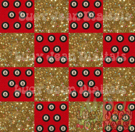 8 ball glitter checkered Christmas Seamless File