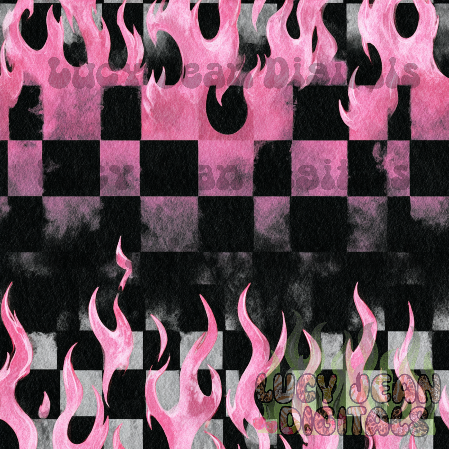 Pink black Checkered flame ombre Seamless File