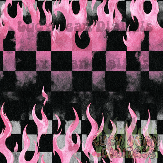 Pink black Checkered flame ombre Seamless File