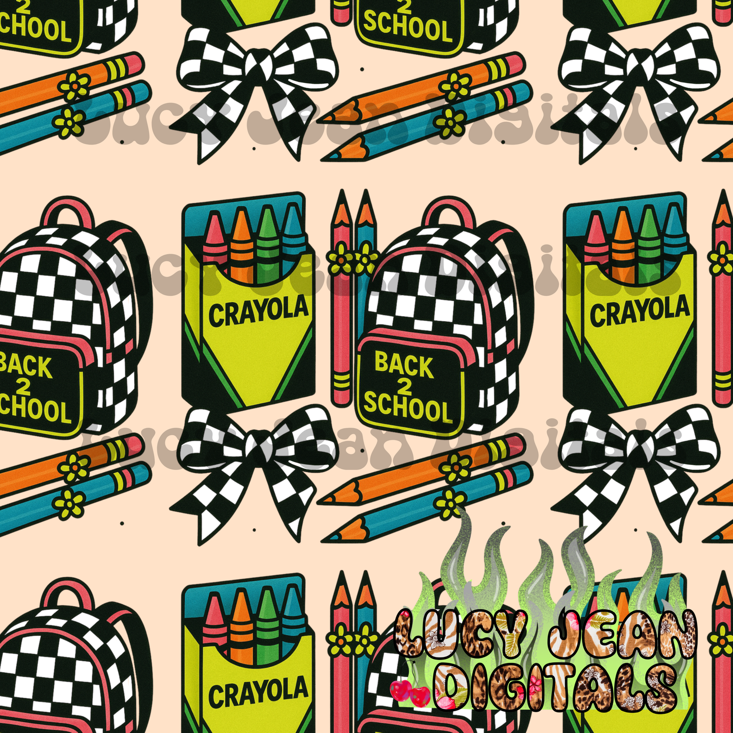 Retro Back to School Seamless File