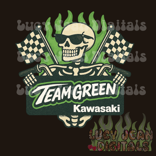 Green team Moto Skeleton PNG