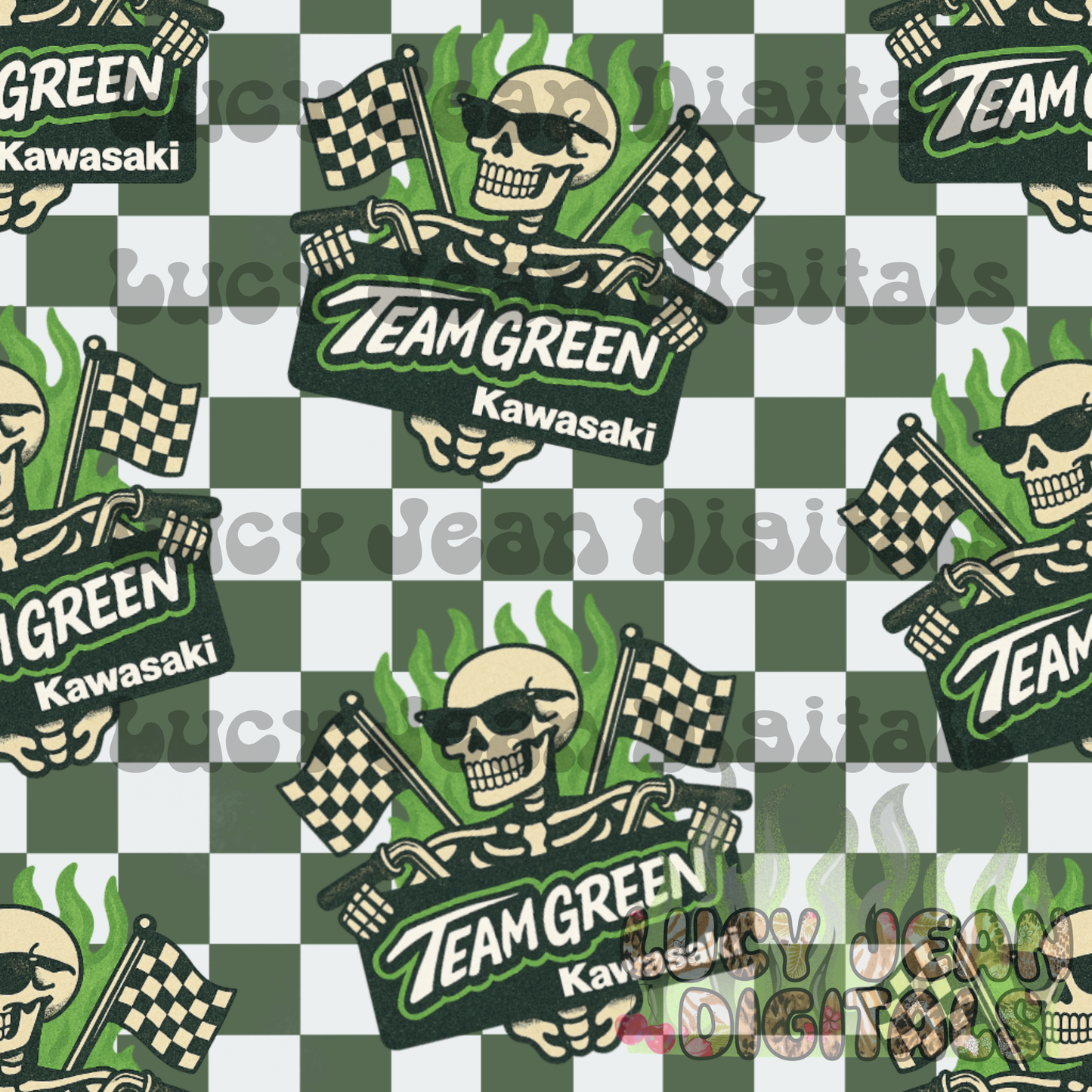 Green team Moto Skeleton Seamless File