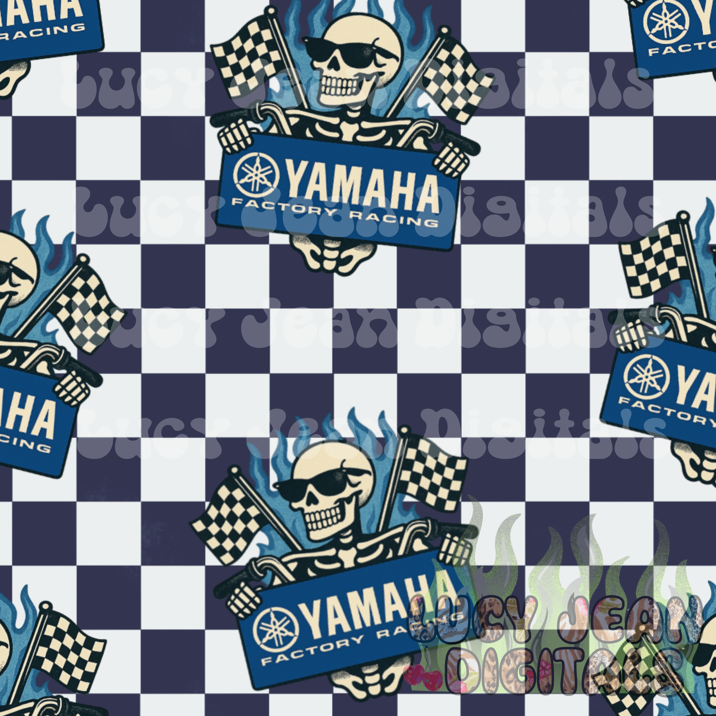 Blue team Moto Skeleton Seamless File