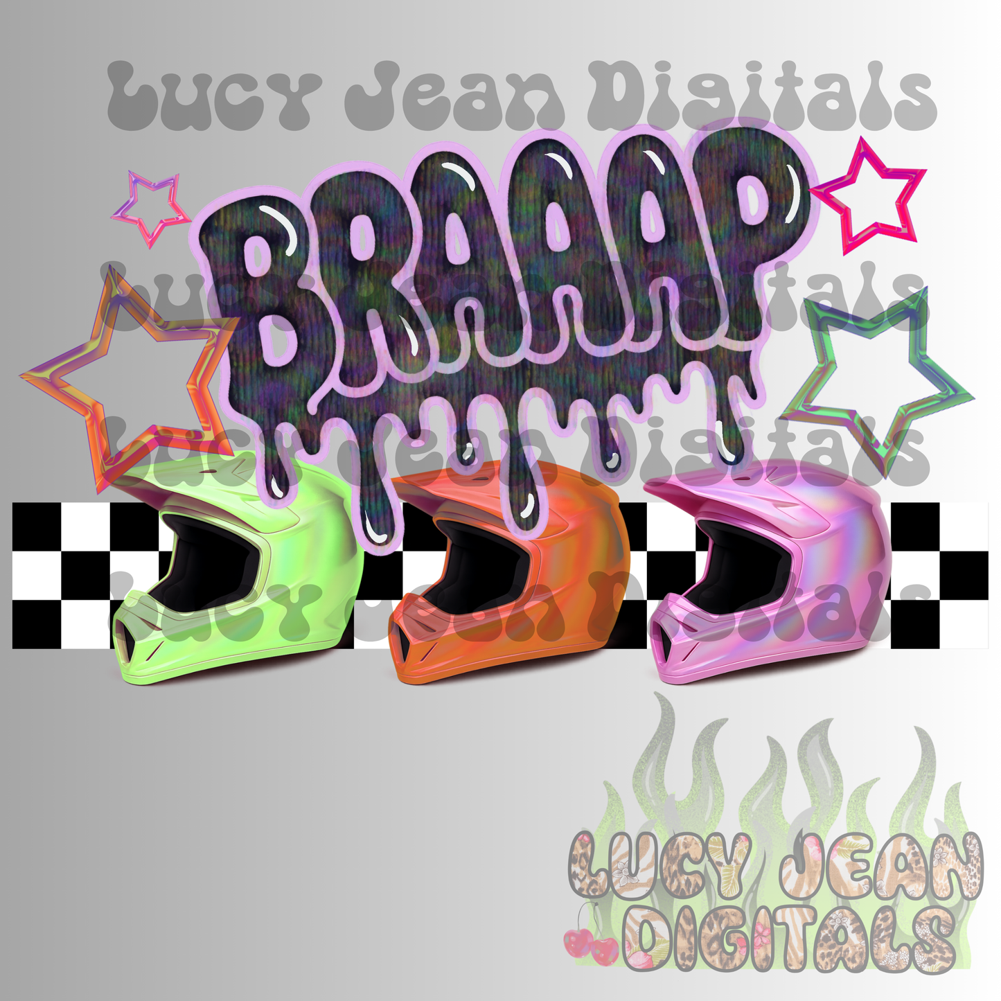 Braaap holographic dirtbike helmet PNG