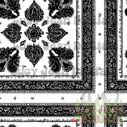 White/black square bandana Seamless File