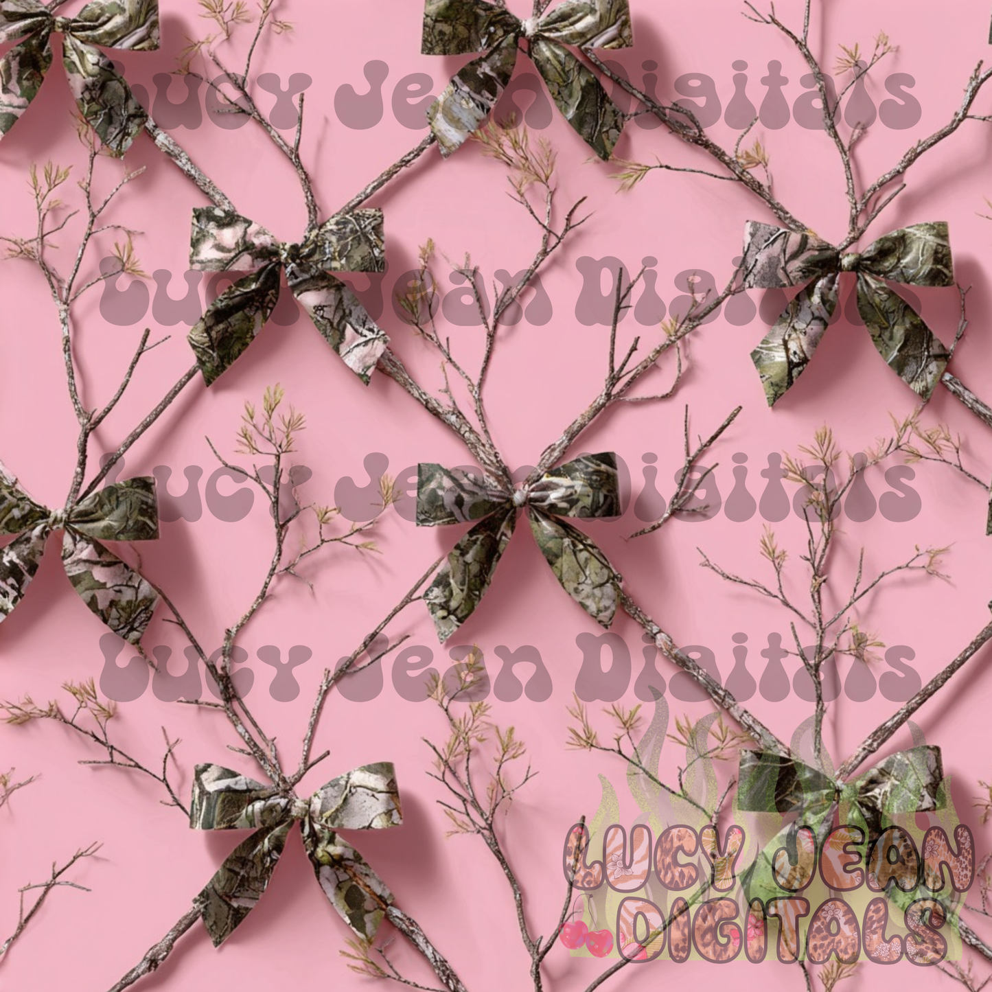 Light Pink Camo Bows Seamless File