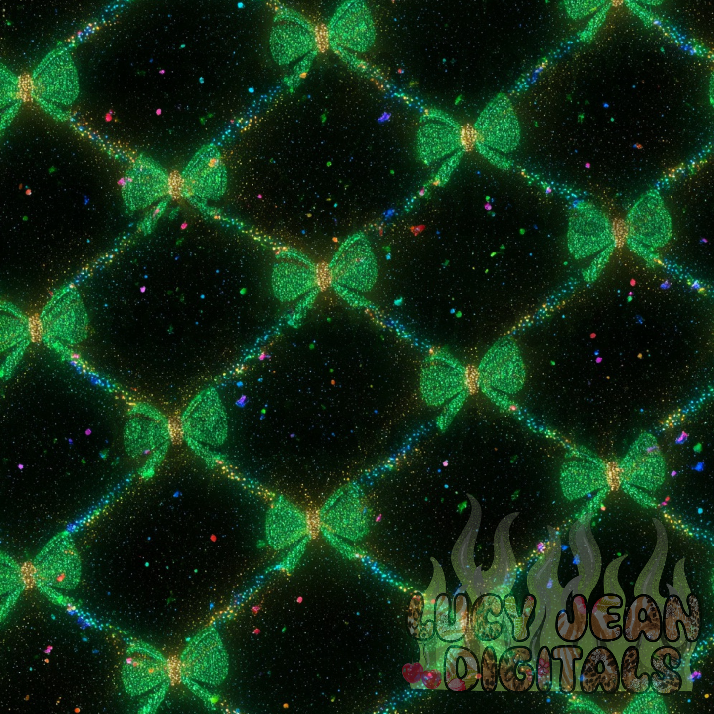 Green holographic glitter bows Seamless File