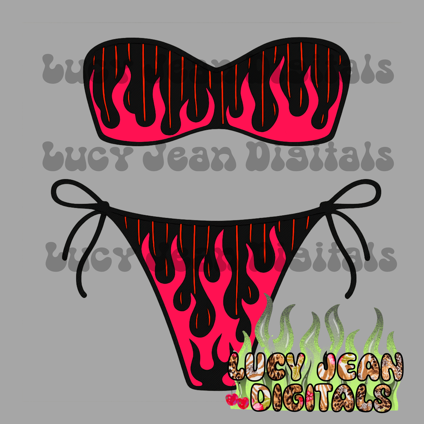 Stripes and Flames Bikini PNG