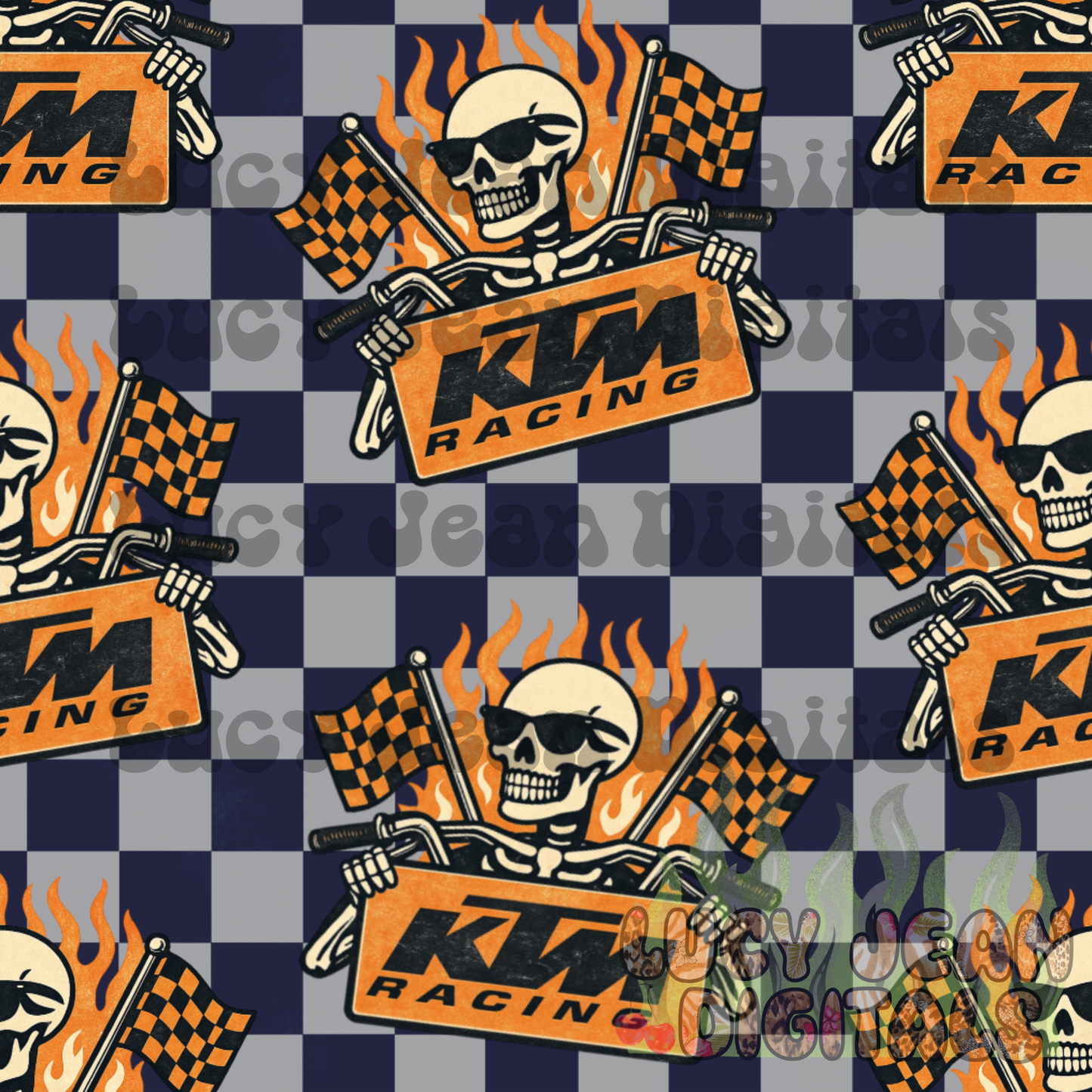 Orange team Moto Skeleton Seamless File