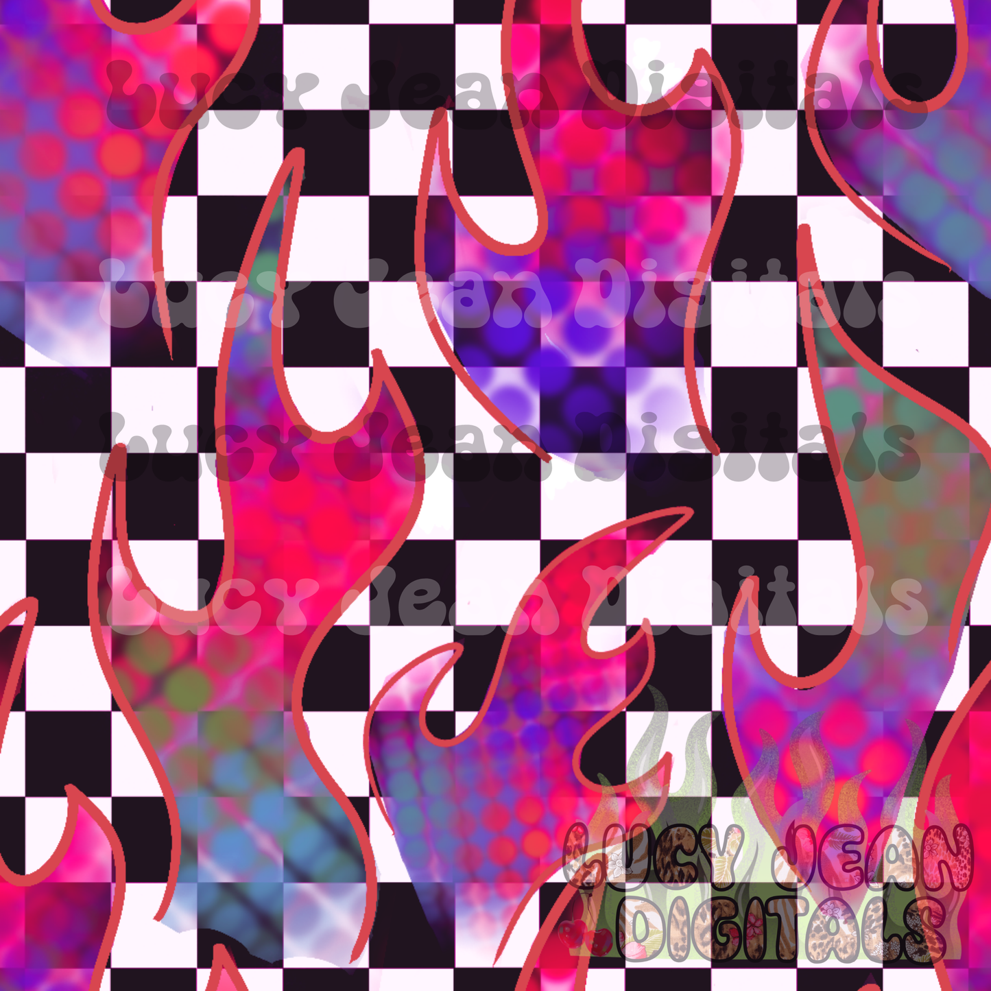 Pink holographic simple flames Seamless File