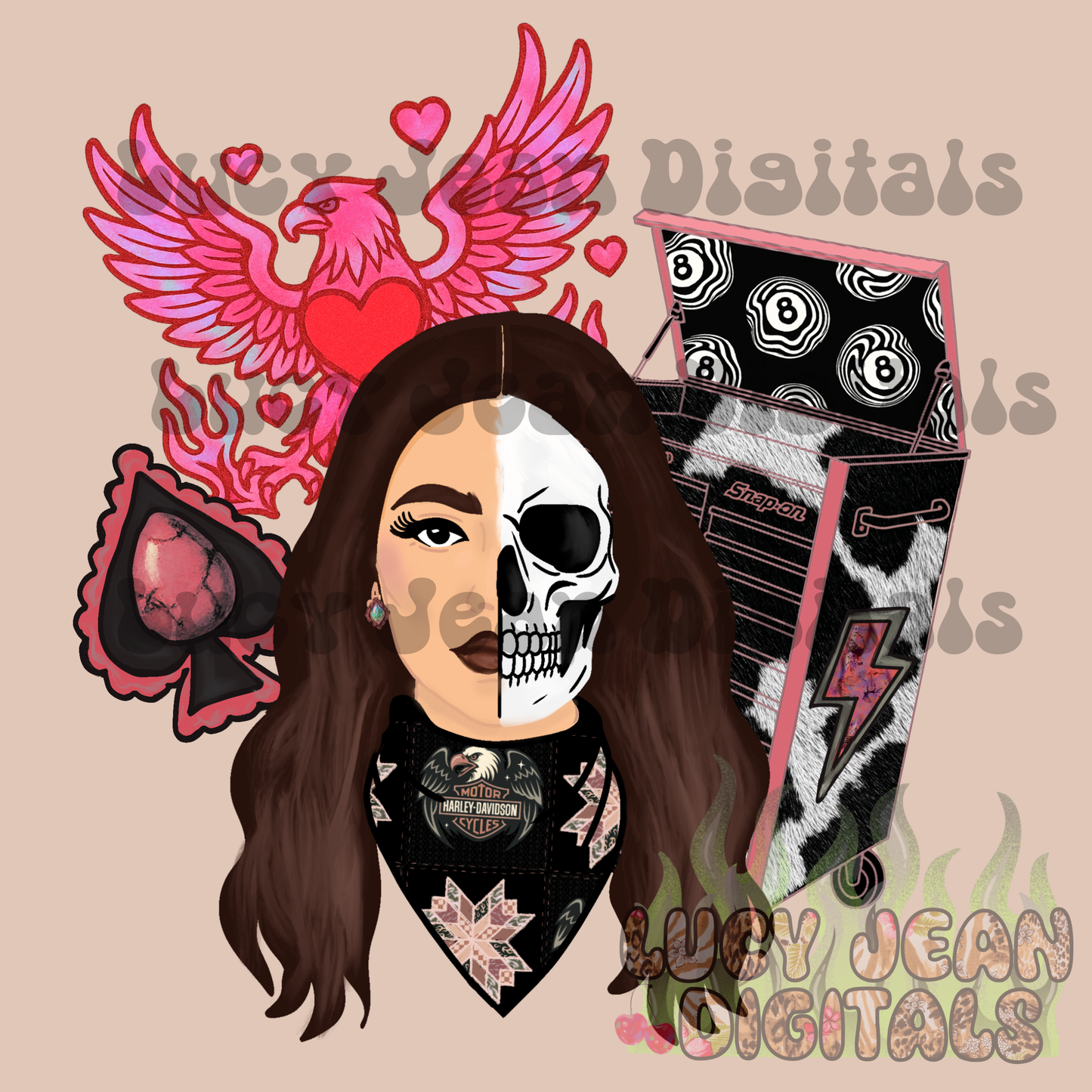 LIMITED Valentine’s Day blue Collar Skeleton Babe PNG