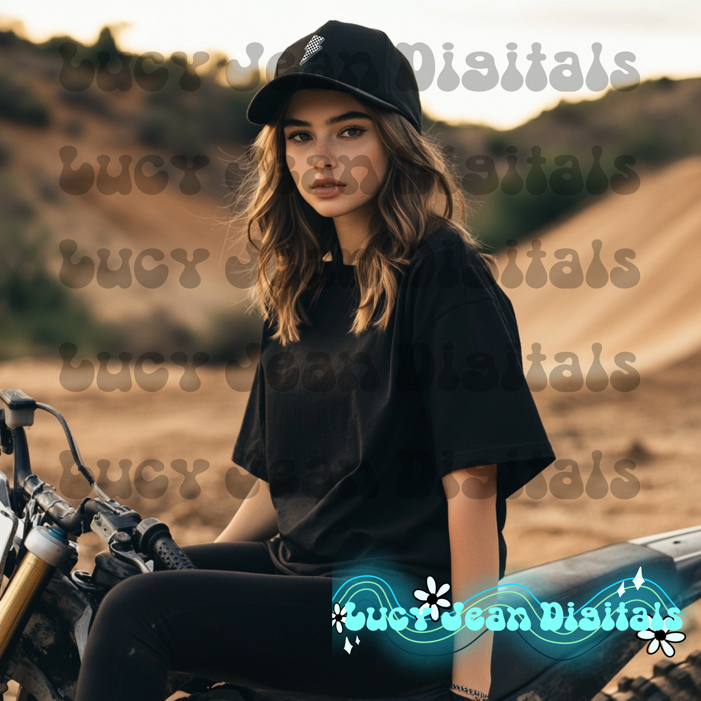 Brown hair moto modeled Mock up