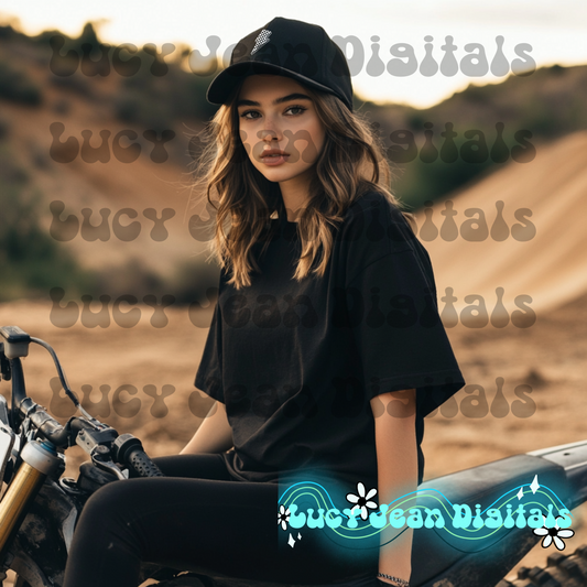 Brown hair moto modeled Mock up