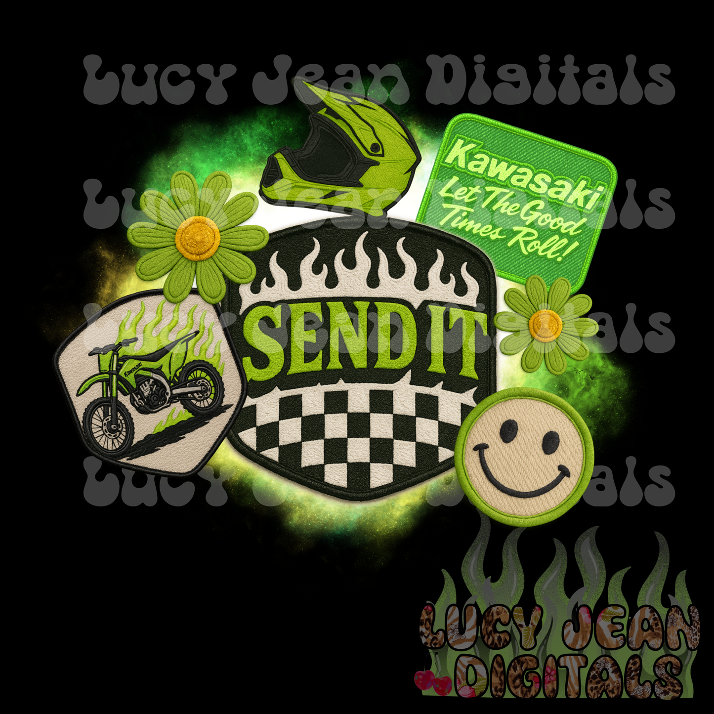 green patches dirtbike PNG