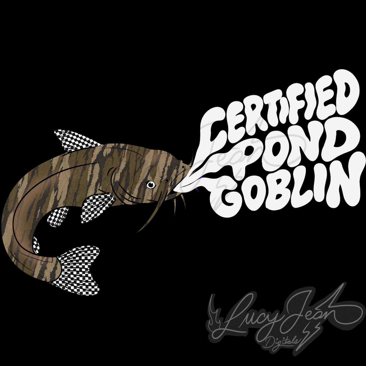 Catfish pond goblin white camo PNG-2026