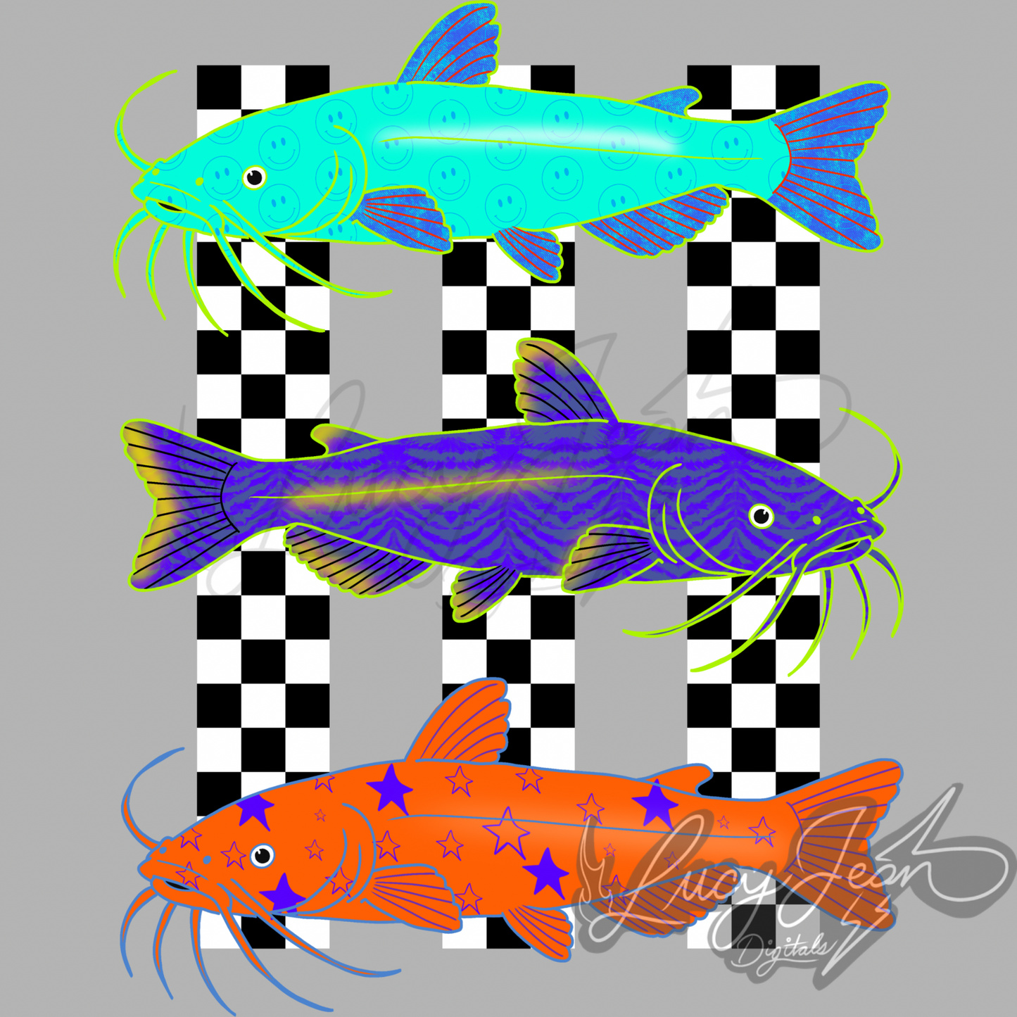 Catfish summer vibes stripes boy PNG-2026