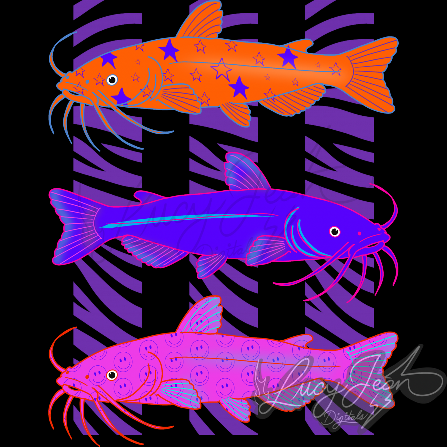 Catfish summer vibes stripes PNG-2026