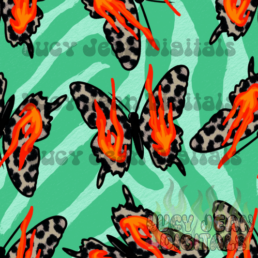 Flaming Cheetah Butterflies Seamless File