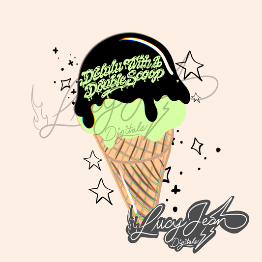 LIMITED COLLAB LJD x RDD DELULU WITH A DOUBLE SCOOP ICE CREAM PNG