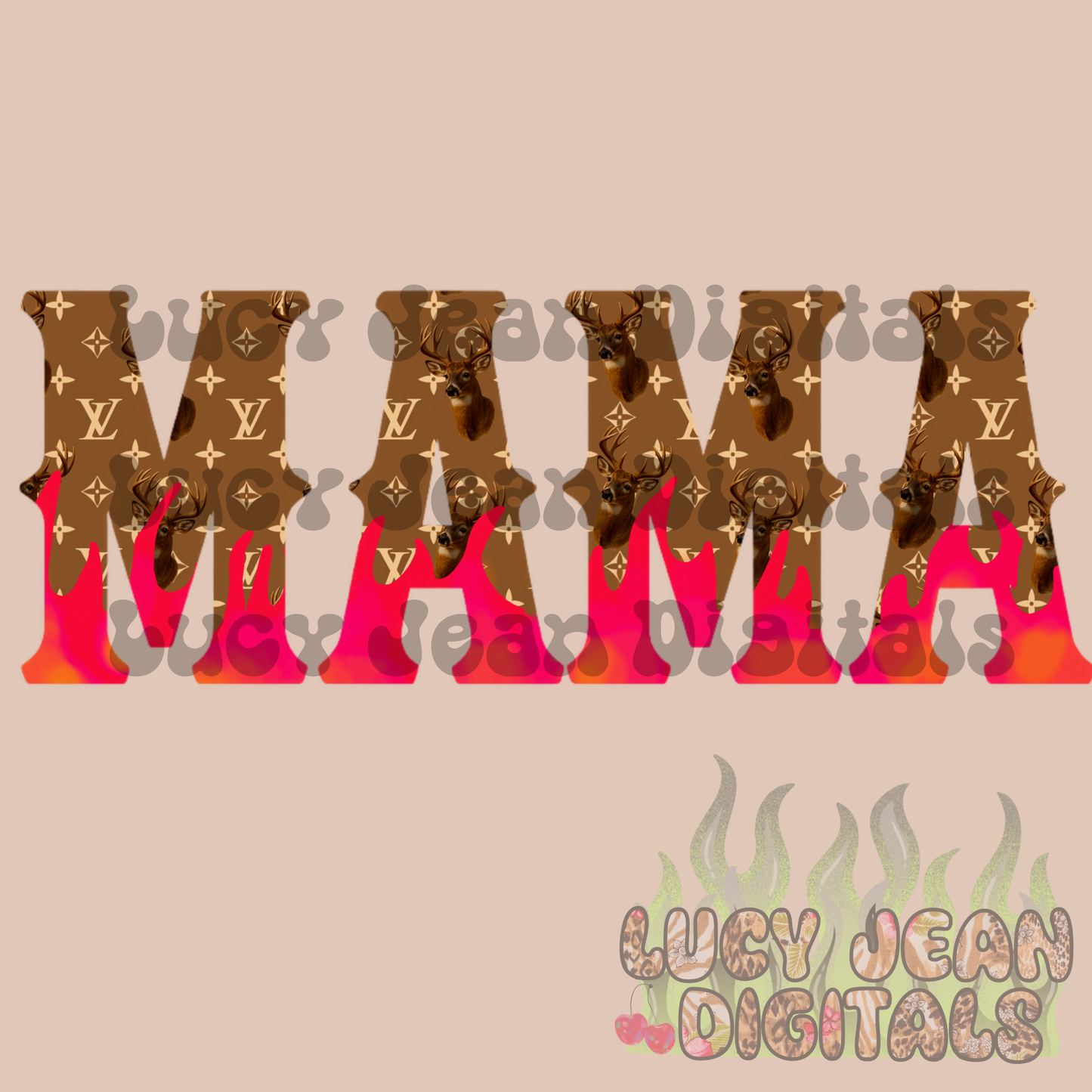 Boujee Deer MAMA + MINI PNG bundle (2 PNGS)
