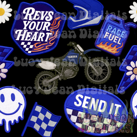 Blue Dirtbike Patches Seamless File