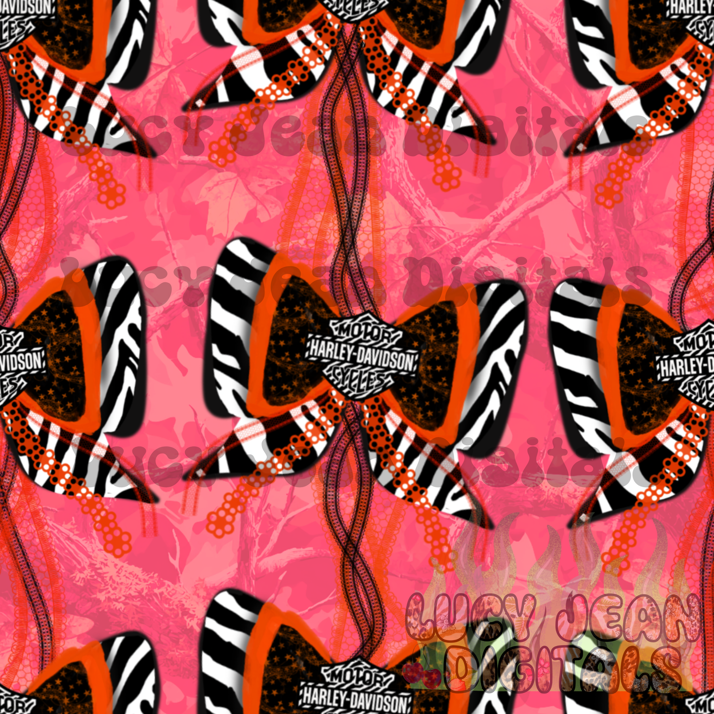 HD motorcycle Bows / pink camo Seamless File