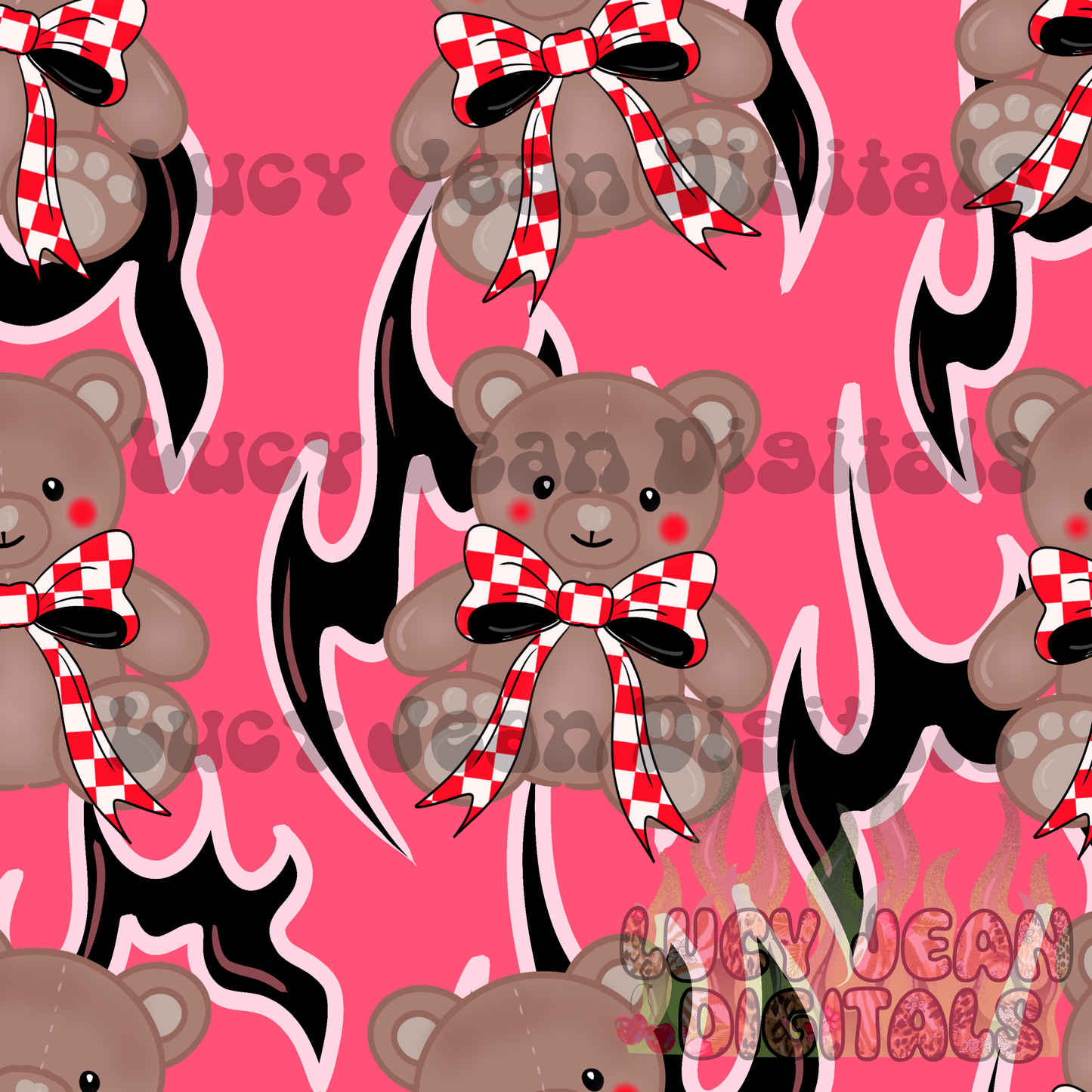 Pink Teddys And flames Seamless File