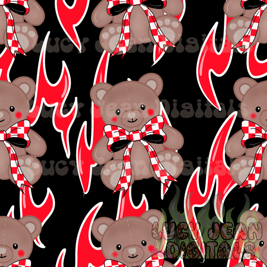 Red Teddys And flames Seamless File