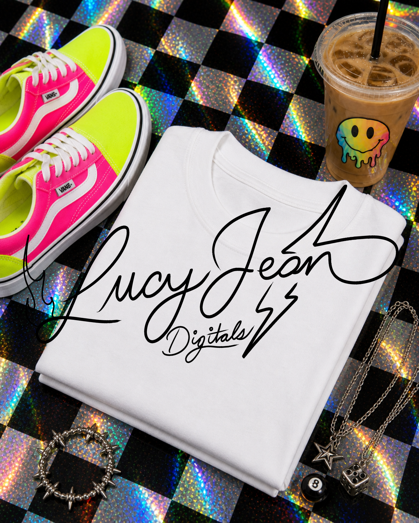 White tshirt with neon sneakers Mock up