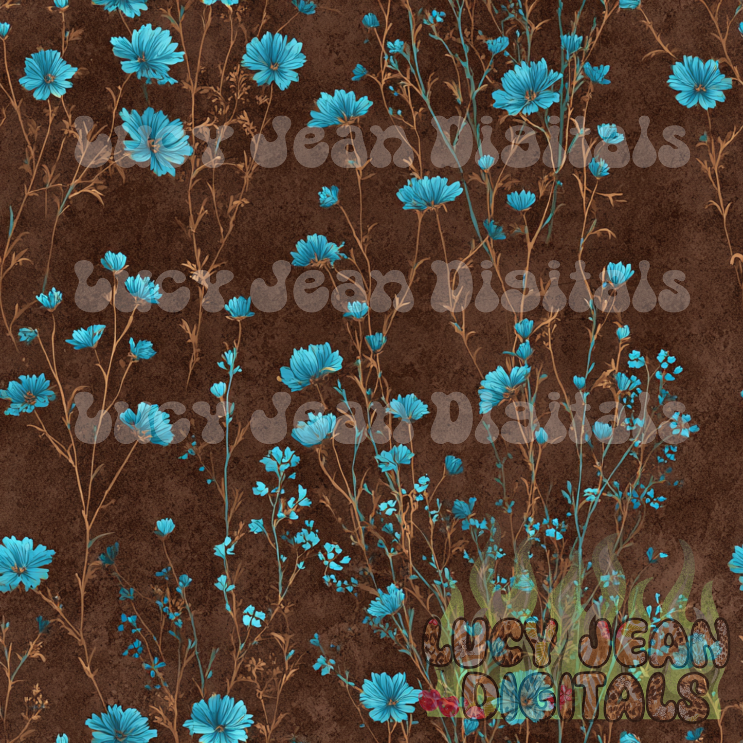 Turquoise Wildflowers Seamless File